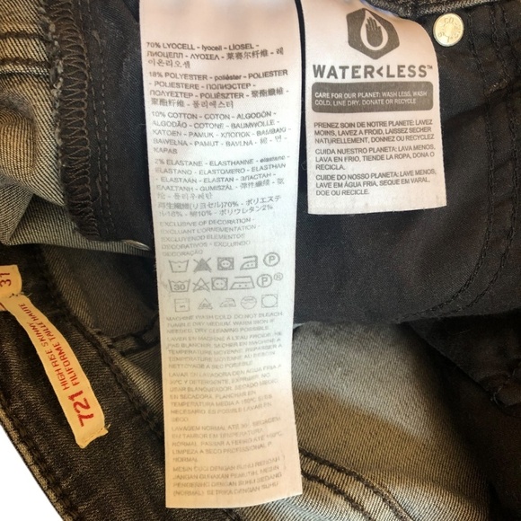 Levi’s 721 High Rise Skinny Jeans True Grit Soft Black Size 31 Premium Denim - Picture 16 of 16